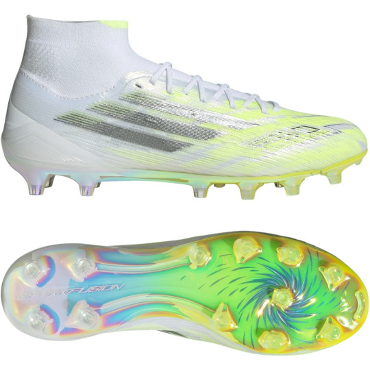 adidas F50 Sparkfusion Elite Gras / Kunstgras Voetbalschoenen (MG) Dames Wit Grijs Neongeel