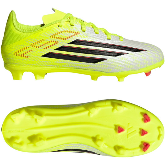adidas F50 League Gazon Naturel Gazon Artificiel Chaussures de Foot (MG) Enfants Néon Jaune Noir Rouge
