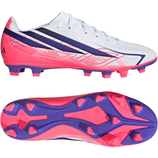 adidas F50 Hyperfast Club Grass/Artificial Grass Football Boots (MG) White Purple Pink
