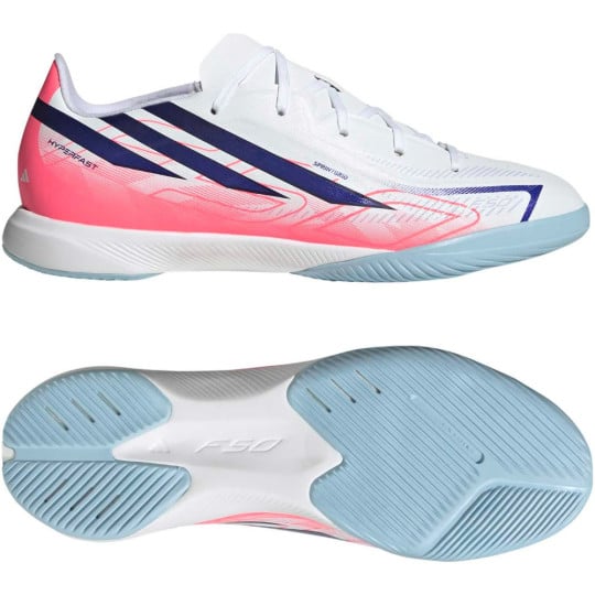 adidas F50 Hyperfast League Zaalvoetbalschoenen (IN) Kids Wit Paars Roze