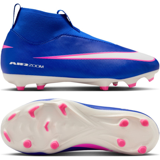 Nike Zoom Mercurial Superfly 10 Academy Gras / Kunstgras Voetbalschoenen (MG) Kids Blauw Wit Felroze