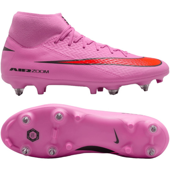 Nike Zoom Mercurial Superfly 10 Academy IJzeren-Nop Voetbalschoenen (SG) Anti-Clog Roze Felrood Lichtblauw