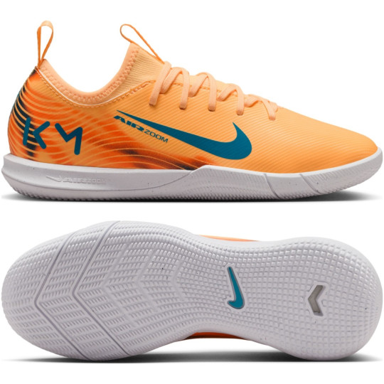 Nike Zoom Mercurial Vapor 16 Mbappé Academy Zaalvoetbalschoenen (IN) Kids Lichtoranje Turquoise