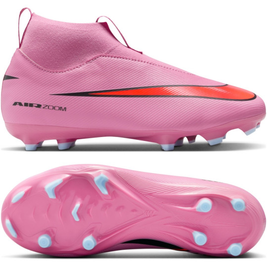 Nike Zoom Mercurial Superfly 10 Academy Gras / Kunstgras Voetbalschoenen (MG) Kids Roze Felrood Lichtblauw