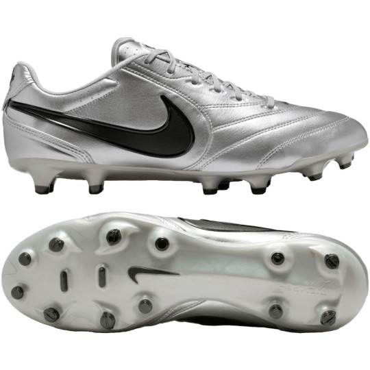 Nike Tiempo Ligera Pro Gras Voetbalschoenen (FG) Metallic Zilver Zwart