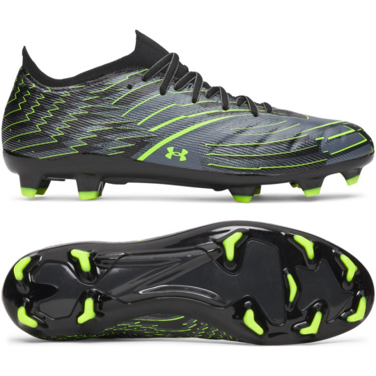 Under Armour Shadow Pro 4 Gras Voetbalschoenen (FG) Zwart Metallic Black Neongroen