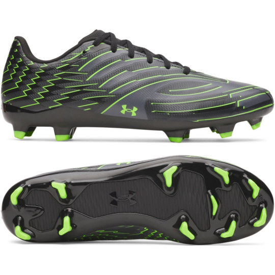 Under Armour Shadow Select 4 Gras Voetbalschoenen (FG) Zwart Metallic Black Neongroen