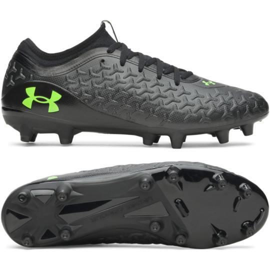Under Armour Magnetico Select 6 Gras Voetbalschoenen (FG) Zwart Metallic Black Neongroen