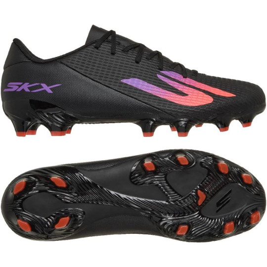 Skechers SKX_2 Low Academy Gras Voetbalschoenen (FG) Zwart Paars Neon