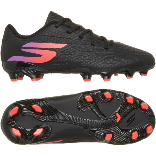 Skechers Razor 2 Low Gras / Kunstgras Voetbalschoenen (MG) Kids Zwart Paars Neon