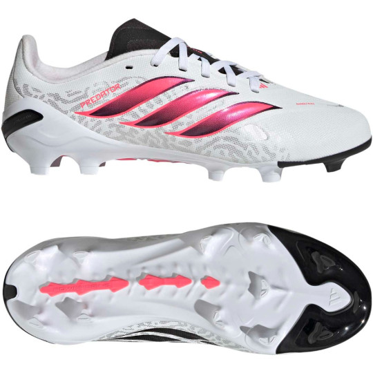 adidas Predator League Gazon Naturel Chaussures de Foot (FG) Enfants Blanc Noir Rose