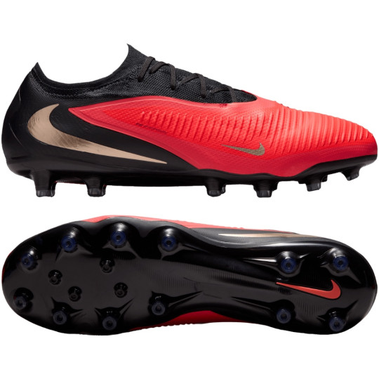 Nike Phantom 6 Low Pro Gazon Artificiel Chaussures de Foot (AG) Noir Rouge Vif Doré