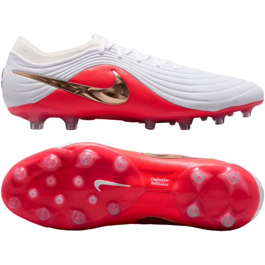 Nike Tiempo Maestro Elite Gazon Artificiel Chaussures de Foot (AG) Blanc Rouge Vif Doré