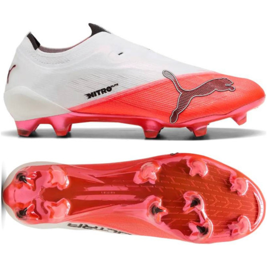 PUMA Ultra Nitro 7 Ultimate Laceless Grass Football Boots (FG) White Bright Red Black