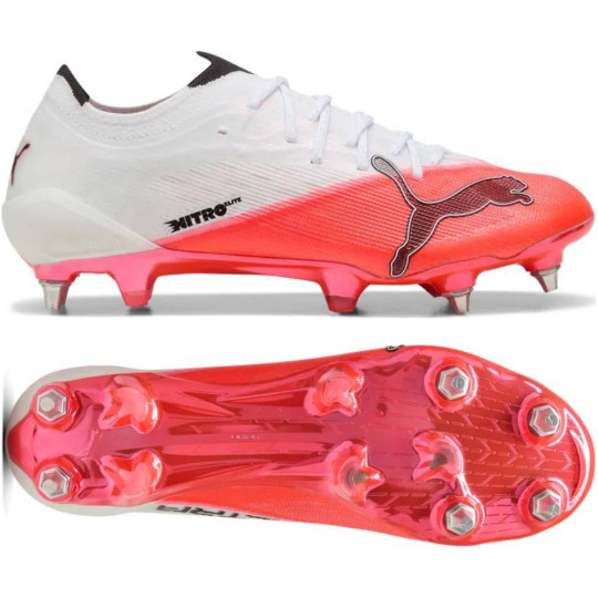 PUMA Ultra Nitro 7 Ultimate IJzeren-Nop Voetbalschoenen (SG) Wit Felrood Zwart