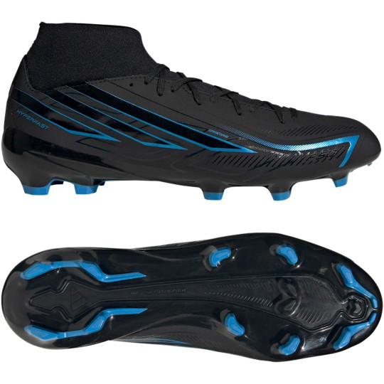 adidas F50 Hyperfast League Mid Gras Voetbalschoenen (FG) Zwart Zwart Blauw