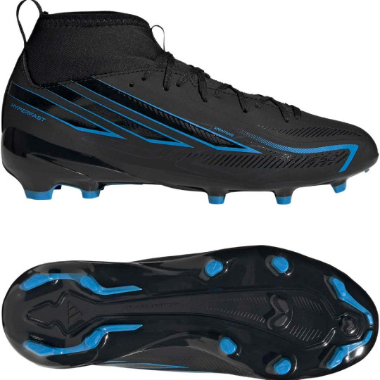 adidas F50 Hyperfast League Mid Gras Voetbalschoenen (FG) Kids Zwart Zwart Blauw