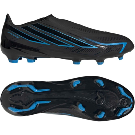 adidas F50 Hyperfast League Sans Lacets Gazon Naturel Chaussures de Foot (FG) Noir Noir Bleu