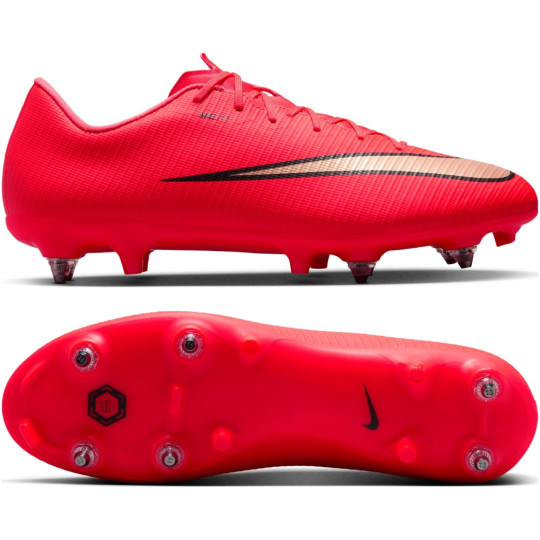Nike Mercurial Vapor 17 Academy Iron Stud Football Boots (SG) Anti-Clog Bright Red Black Gold