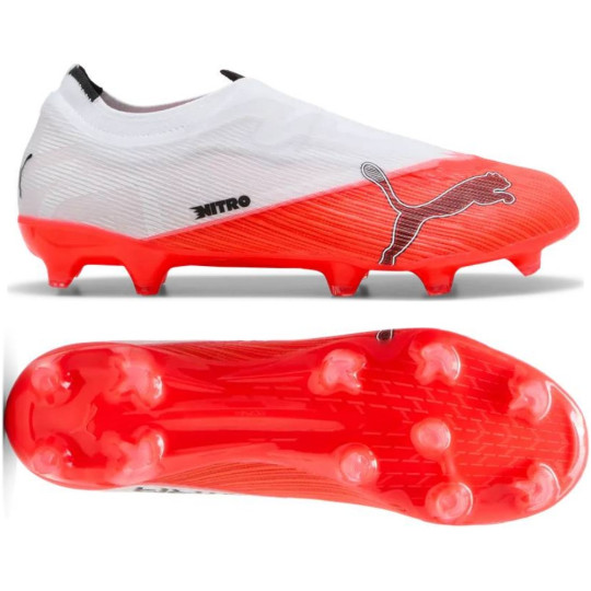 PUMA Ultra Nitro 7 Match Laceless Grass/Artificial Grass Football Boots (MG) White Bright Red Black