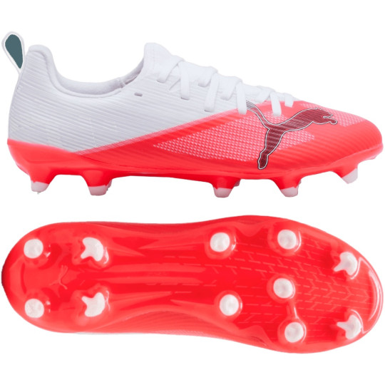 PUMA Ultra Nitro 7 Match Grass/Artificial Grass Football Boots (MG) Kids White Bright Red Black