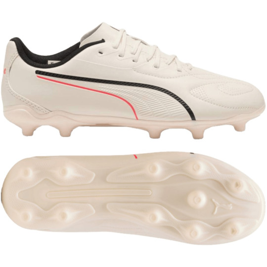 PUMA King 20 Play Gazon Naturel Artificiel Chaussures de Foot (MG) Enfants Blanc Cassé Noir Rouge
