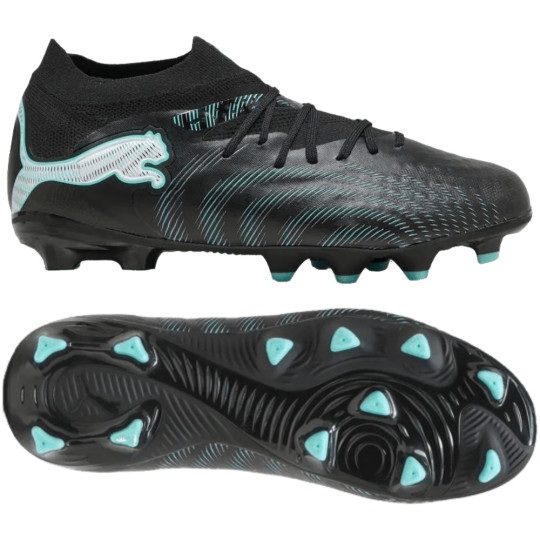 PUMA Future 9 Pro Gras / Kunstgras Voetbalschoenen (MG) Kids Zwart Intense Mint Wit