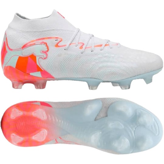 PUMA Future 9 Ultimate Brilliance Gras Voetbalschoenen (FG) Dames Wit Feloranje Roze Lichtblauw