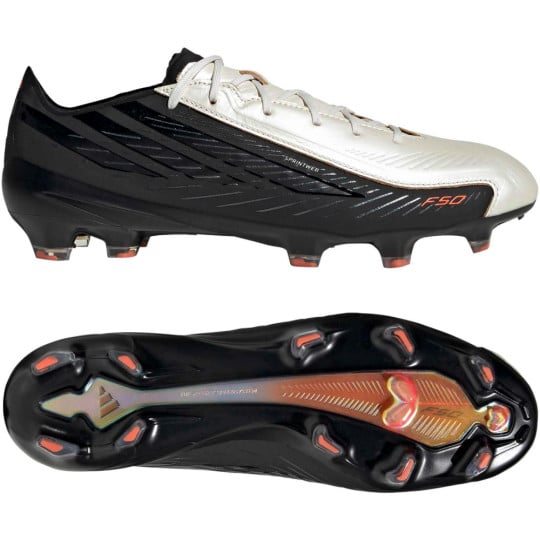 adidas F50 Hyperfast Elite L-Tech Gras Voetbalschoenen (FG) Zwart Wit Oranje