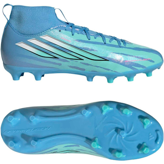 adidas F50 Sparkfusion Trinity League Grass/Artificial Grass Football Boots (MG) Kids Blue Bright Blue Hot Pink