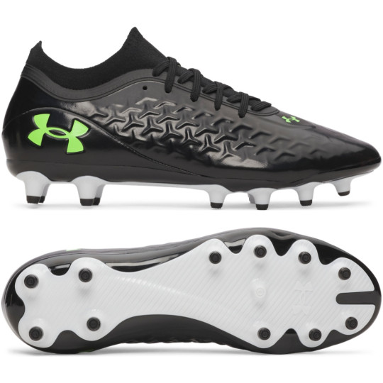 Under Armour Magnetico Pro 6 Gazon Naturel Chaussures de Foot (FG) Noir Metallic Black Vert Néon