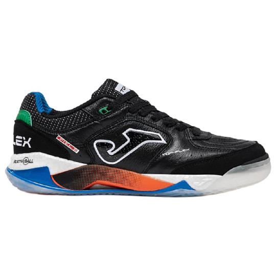 Joma Top Flex Plus Chaussures de Foot en Salle (IN) Noir Blanc Vert Orange Bleu