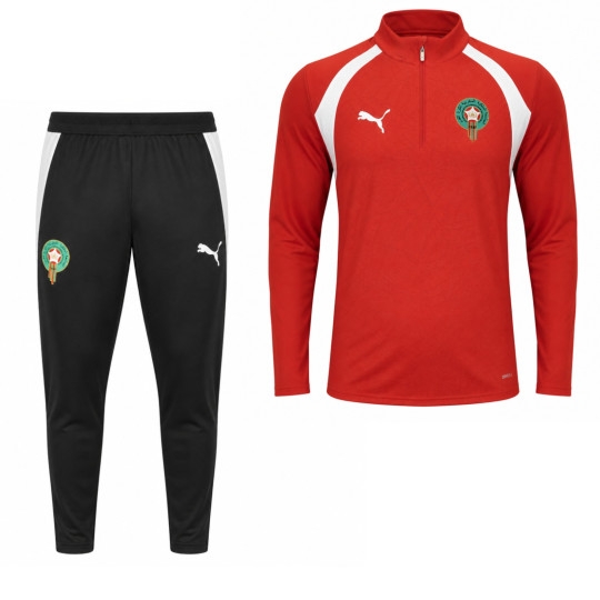 PUMA Marokko Trainingspak 1/4-Zip 2026-2028 Kids Rood Wit Zwart