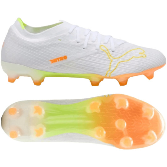 PUMA Ultra Nitro 7 Match Gras Voetbalschoenen (FG) Wit Geel Oranje