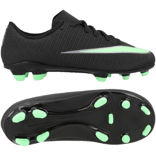 Nike Mercurial Vapor 17 Club (MG) Gras / Kunstgras Voetbalschoenen Peuters/Kleuters Zwart Felgroen Zilvergrijs