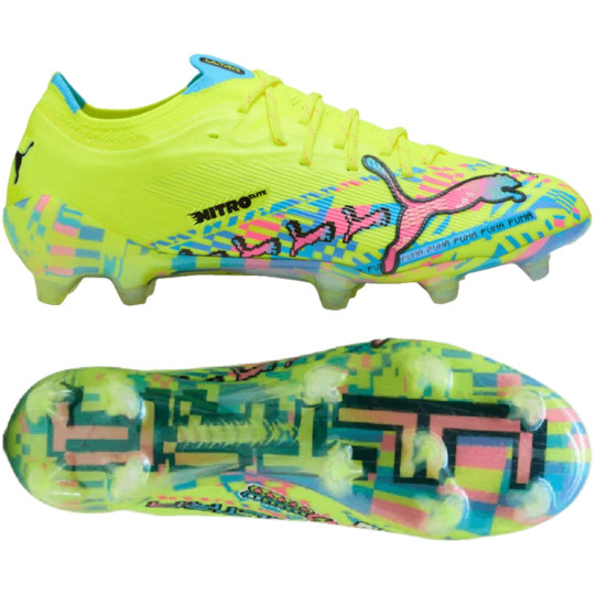PUMA Ultra Nitro 7 Ultimate ADV Gras Voetbalschoenen (FG) Neongroen Felblauw Felroze