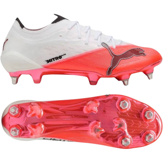 PUMA Ultra Nitro 7 Ultimate IJzeren-Nop Voetbalschoenen (SG) Wit Felrood Zwart