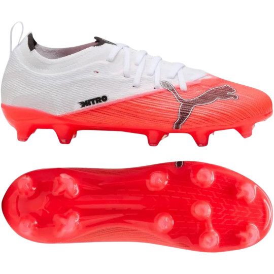 PUMA Ultra Nitro 7 Ultimate Gras / Kunstgras Voetbalschoenen (MG) Kids Wit Felrood Zwart