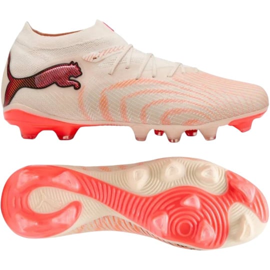 PUMA Future 9 Pro Gras / Kunstgras Voetbalschoenen (MG) Gebroken Wit Zwart Roze