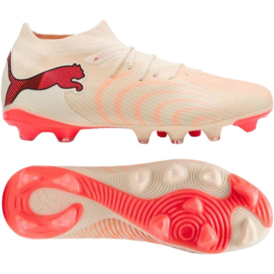 PUMA Future 9 Match Gras / Kunstgras Voetbalschoenen (MG) Gebroken Wit Zwart Roze