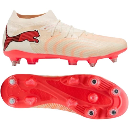 PUMA Future 9 Match IJzeren-Nop Voetbalschoenen (SG) Gebroken Wit Zwart Roze