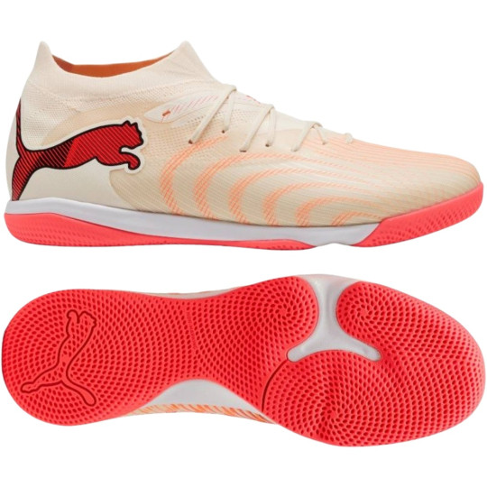 PUMA Future 9 Match Zaalvoetbalschoenen (IN) Gebroken Wit Zwart Roze