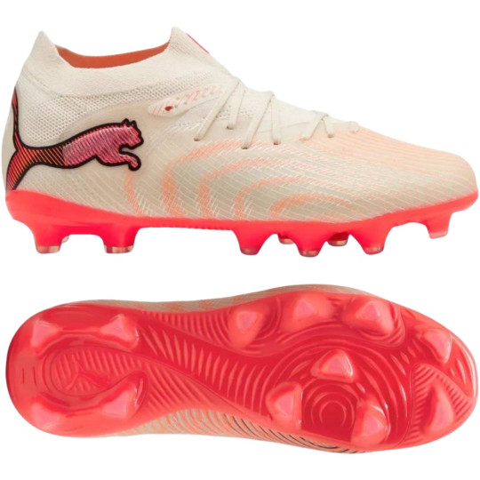 PUMA Future 9 Pro Gras / Kunstgras Voetbalschoenen (MG) Kids Gebroken Wit Zwart Roze