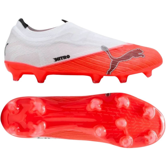PUMA Ultra Nitro 7 Match Veterloze Gras / Kunstgras Voetbalschoenen (MG) Wit Felrood Zwart