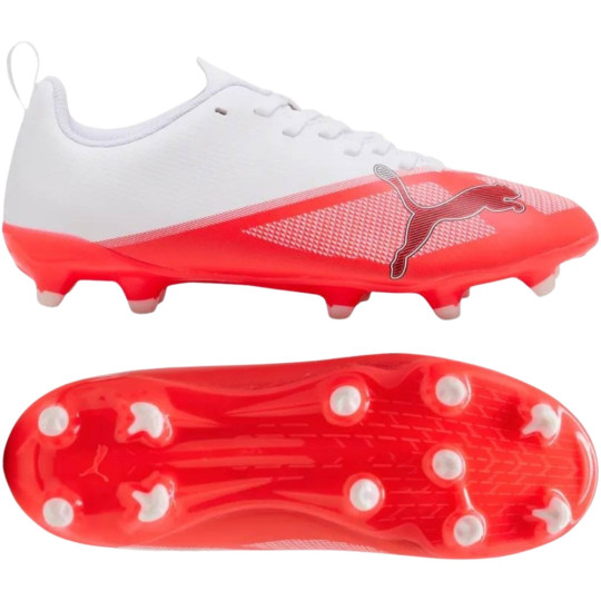 PUMA Ultra 7 Play Gras / Kunstgras Voetbalschoenen (MG) Kids Wit Felrood Zwart