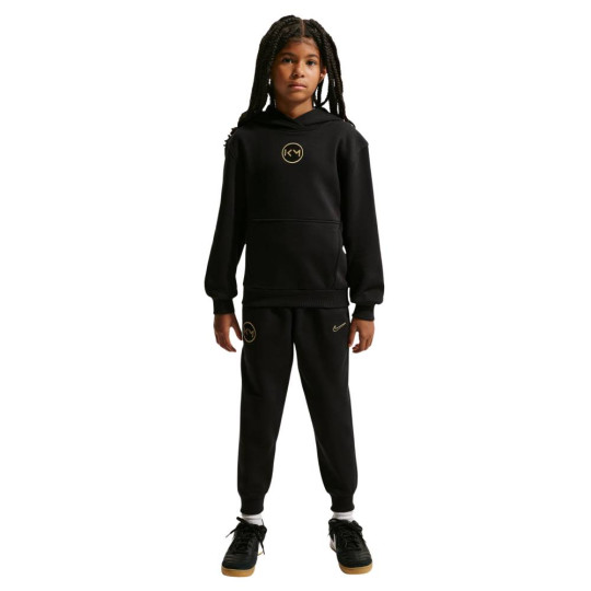 Nike Kylian Mbappé Club Fleece Trainingspak Hooded Kids Zwart Goud