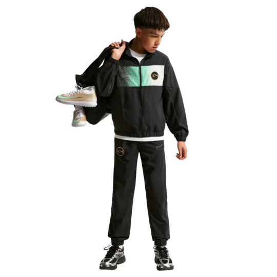 Nike Kylian Mbappé Woven Tracksuit Kids Black Mint Green Gold