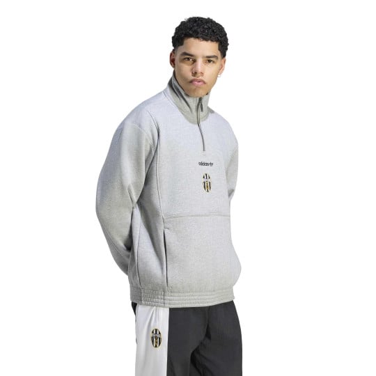 adidas Juventus EQT Trainingstrui 1/4-Zip Grijs Zwart