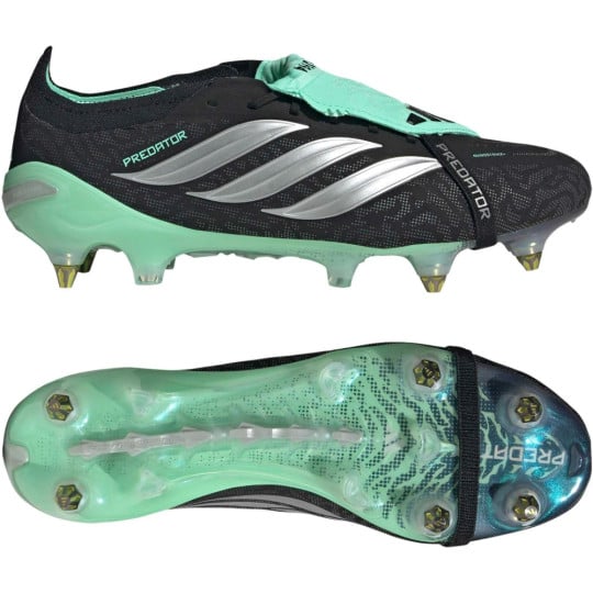 adidas Predator Elite FT Crampons Vissés Chaussures de Foot (SG) Noir Gris Argenté Vert Menthe