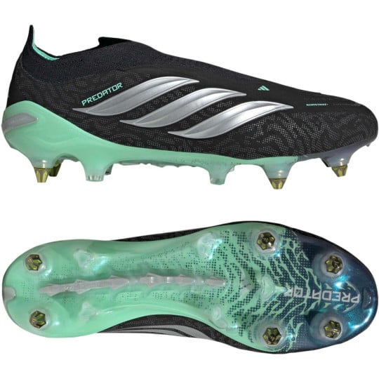 adidas Predator Elite Sans Lacets Crampons Vissés Chaussures de Foot (SG) Noir Gris Argenté Vert Menthe